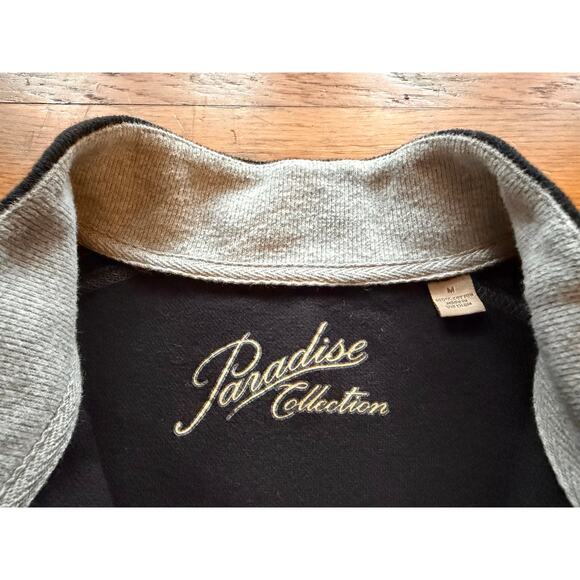 PARADISE COLLECTION Black/Gray Full Zip Cotton Sweater Mens sz M - Picture 4 of 10